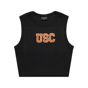 USC Trojans Womens's Hype and Vice Black Cropped Tank.
